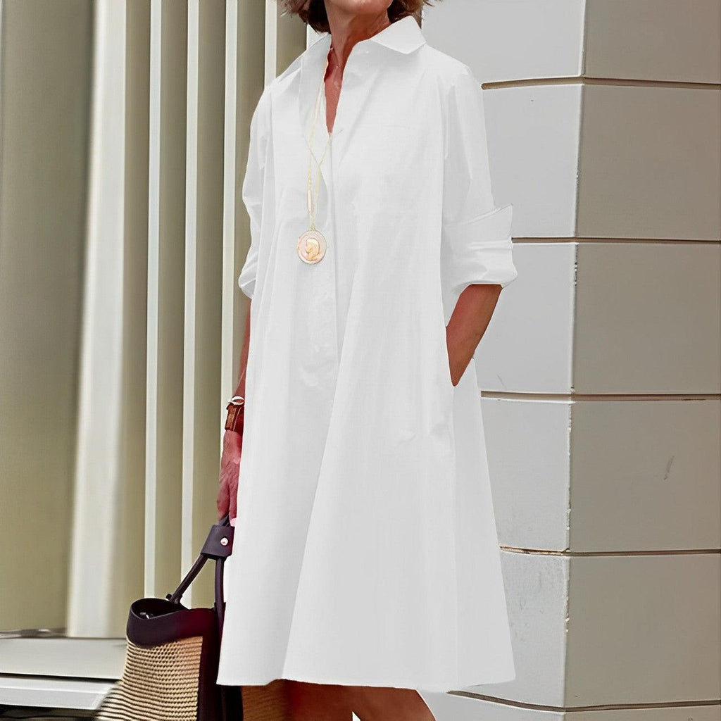 Lapel Collar Elegant Silhouette Autumn Dress | Meave & Ivy