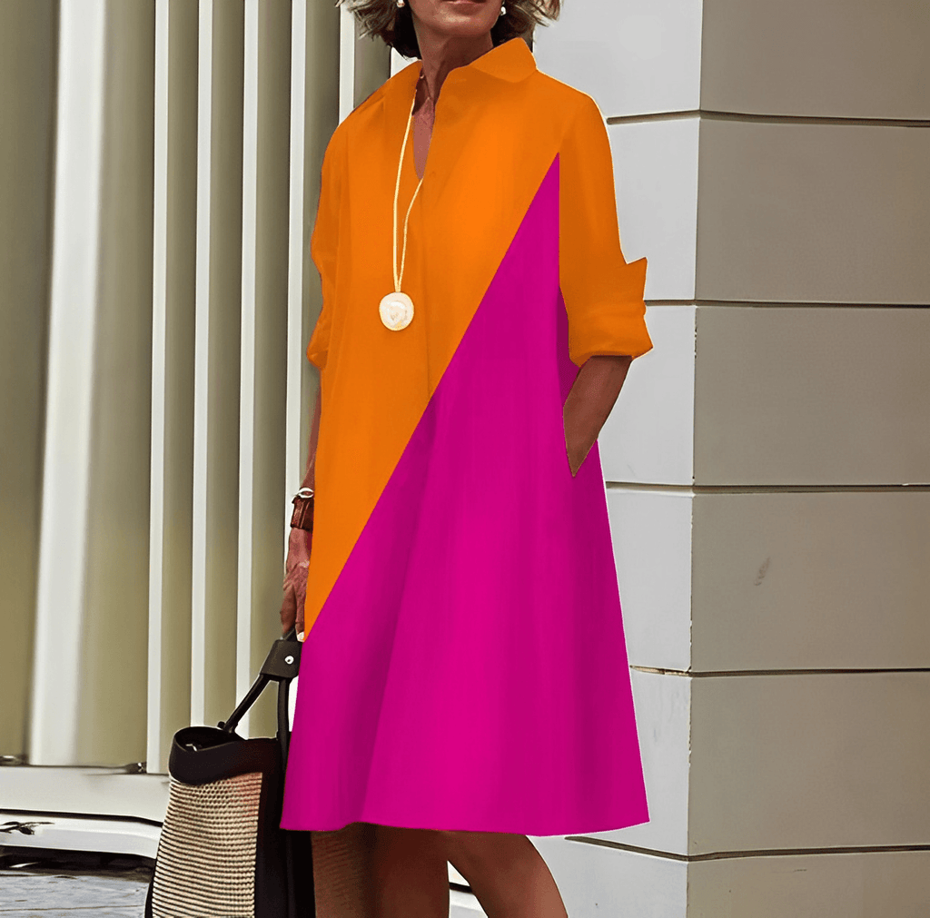 Lapel Collar Elegant Silhouette Autumn Dress | Meave & Ivy