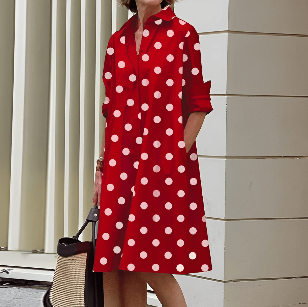 Lapel Collar Elegant Silhouette Autumn Dress | Meave & Ivy