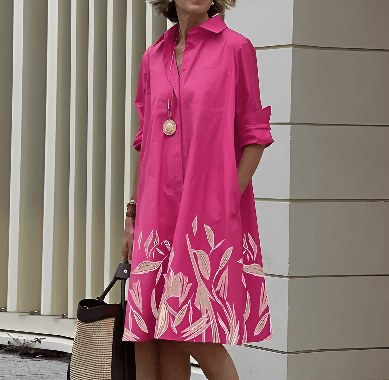 Lapel Collar Elegant Silhouette Autumn Dress | Meave & Ivy