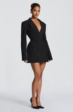 Black Pinstripe Blazer Dress – Classic Tailored Power Dress | Meave & Ivy