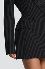 Black Pinstripe Blazer Dress – Classic Tailored Power Dress | Meave & Ivy