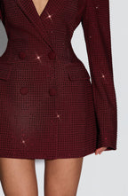 Burgundy Sparkle Blazer Dress – Radiant Shimmer Tailoring | Meave & Ivy