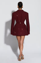 Burgundy Sparkle Blazer Dress – Radiant Shimmer Tailoring | Meave & Ivy
