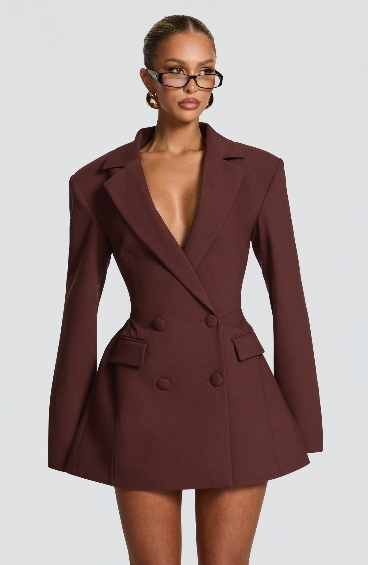 Plum Brown Blazer Dress – Elegant Tailored Power Dress | Meave & Ivy