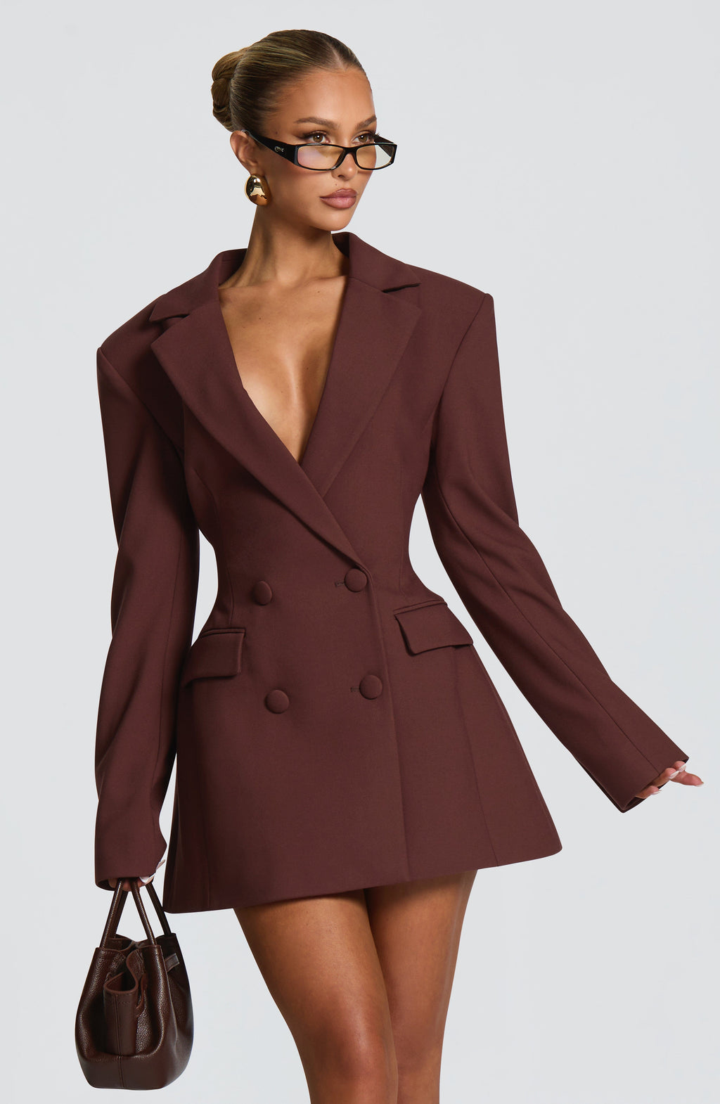 Plum Brown Blazer Dress – Elegant Tailored Power Dress | Meave & Ivy