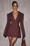 Plum Brown Blazer Dress – Elegant Tailored Power Dress | Meave & Ivy