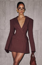Plum Brown Blazer Dress – Elegant Tailored Power Dress | Meave & Ivy