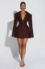 Plum Brown Sparkle Blazer Dress – Shimmer Tailoring | Meave & Ivy