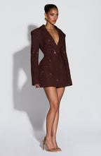 Plum Brown Sparkle Blazer Dress – Shimmer Tailoring | Meave & Ivy