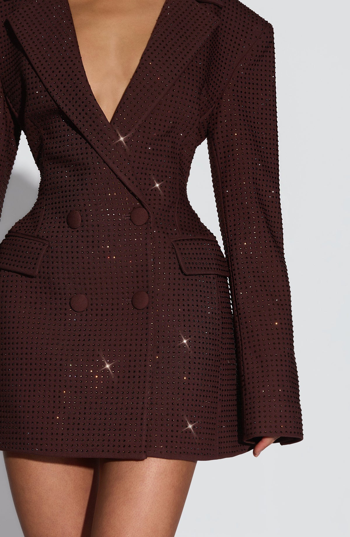 Plum Brown Sparkle Blazer Dress – Shimmer Tailoring | Meave & Ivy