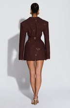 Plum Brown Sparkle Blazer Dress – Shimmer Tailoring | Meave & Ivy
