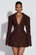 Plum Brown Sparkle Blazer Dress – Shimmer Tailoring | Meave & Ivy