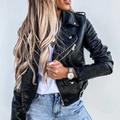 Lined Leather Look Jacket with Zip – Sleek Winter Biker Jacket
