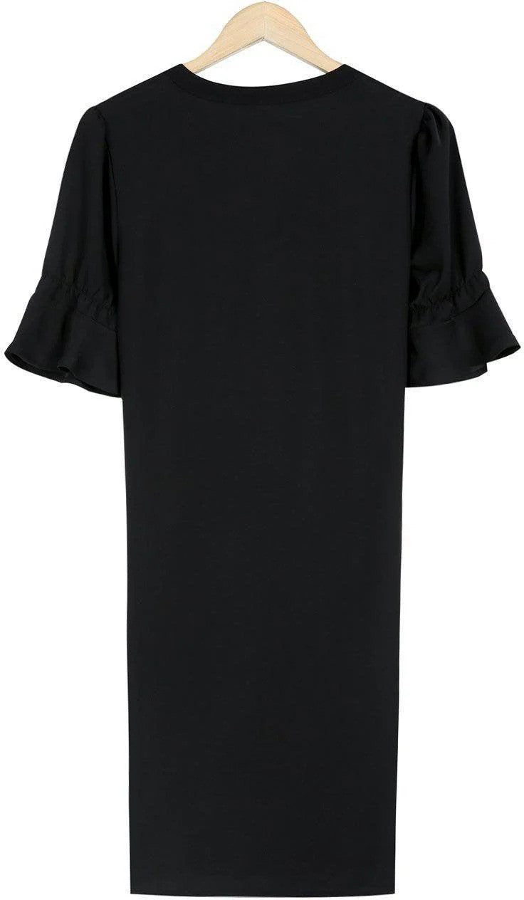 Black Classic Elegant Midi Autumn Dress | Meave & Ivy