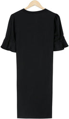 Black Classic Elegant Midi Autumn Dress | Meave & Ivy