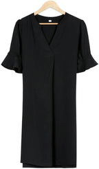 Black Classic Elegant Midi Autumn Dress | Meave & Ivy