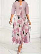 Sofia | Women's Elegant Floral V-Neck Maxi Dress Set | Meave & Ivy