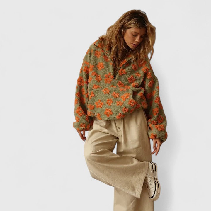 Women's Zip Jumper – Soft Everyday Warmth in Orange or Pink
