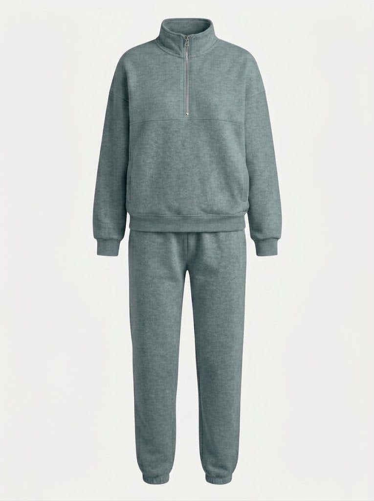 Women's Half-Zip Sweatshirt Set – Relaxed Jogger Outfit