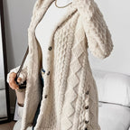 Women's Longline Textured Knit Cardigan with Button Front