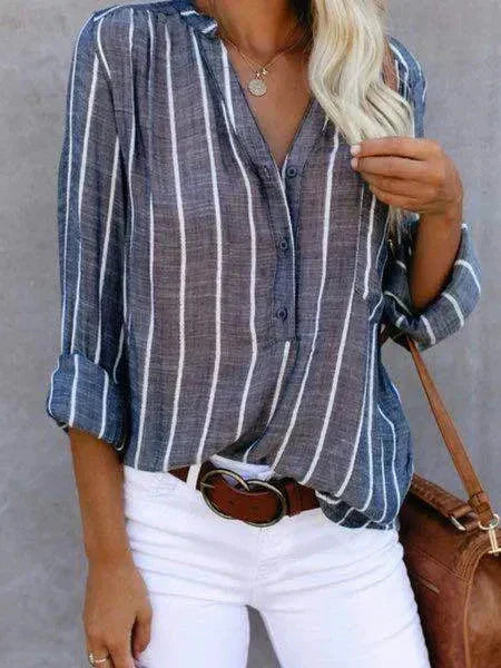 Striped Blouse – Lightweight Trendy Shirt in 4 Colours