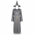 Men's Wizard Costume with Long Robe, Flared Sleeves, Pointed Hat and Cord Belt
