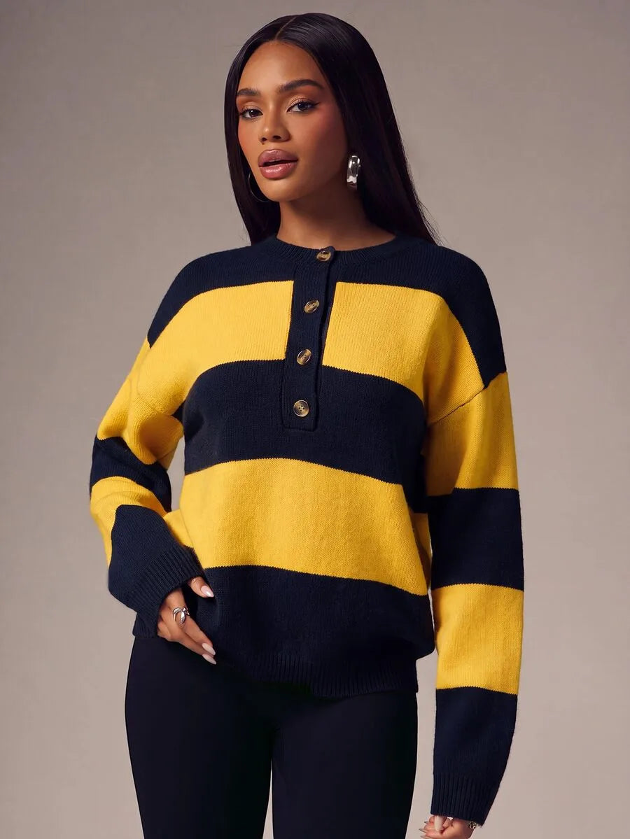 Women's Oversized Sweater with Buttons