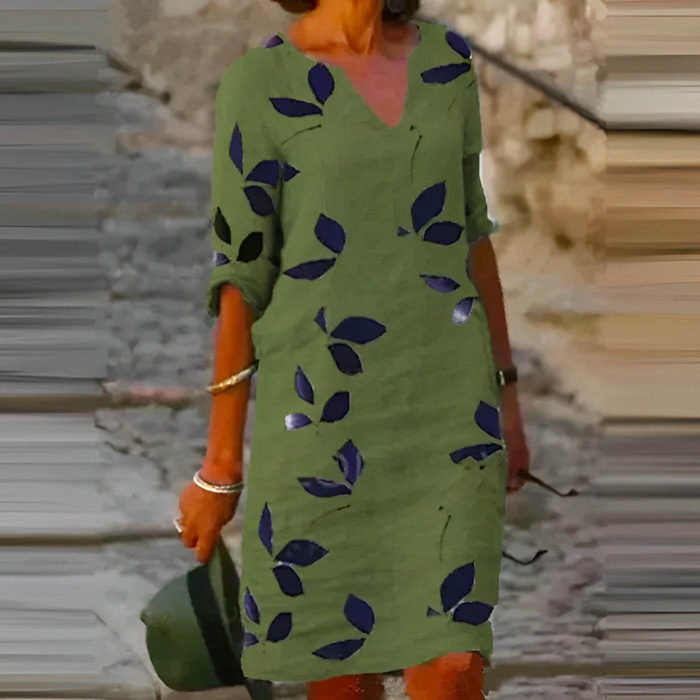 Leaf Print Floaty Silhouette Autumn Dress | Meave & Ivy