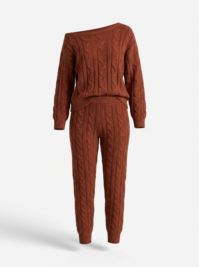 Women's Cable-Knit Sweater and Jogger Set
