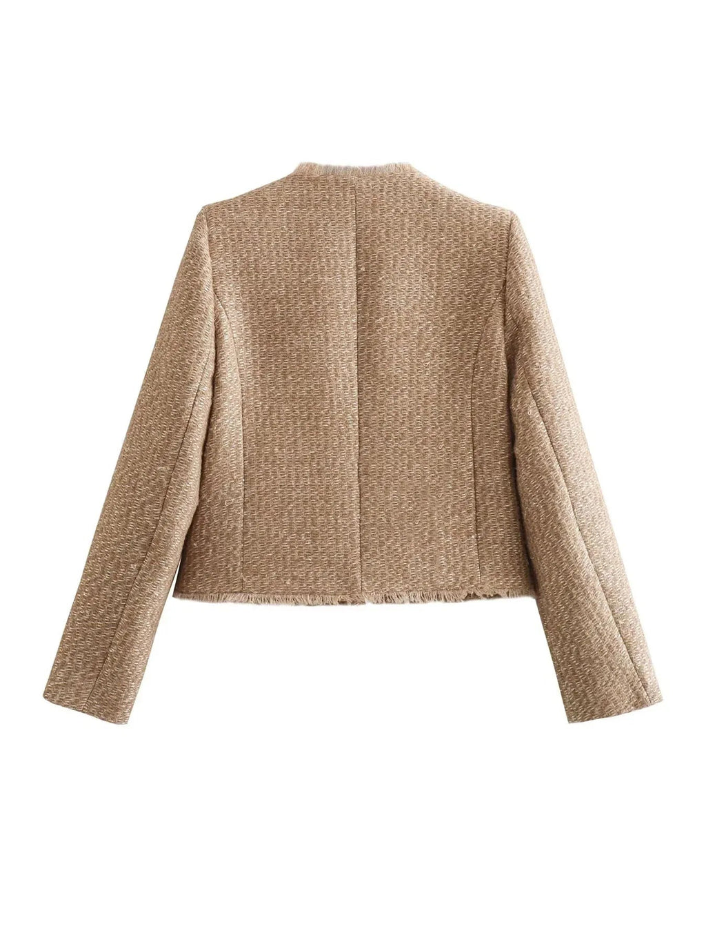 Two Piece Jacket Set with Buttons & Pockets in Beige