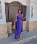 One-Shoulder Pleated Wedding Guest Dress – Occasion Dress | Meave & Ivy