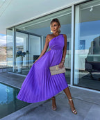 One-Shoulder Pleated Wedding Guest Dress – Occasion Dress | Meave & Ivy