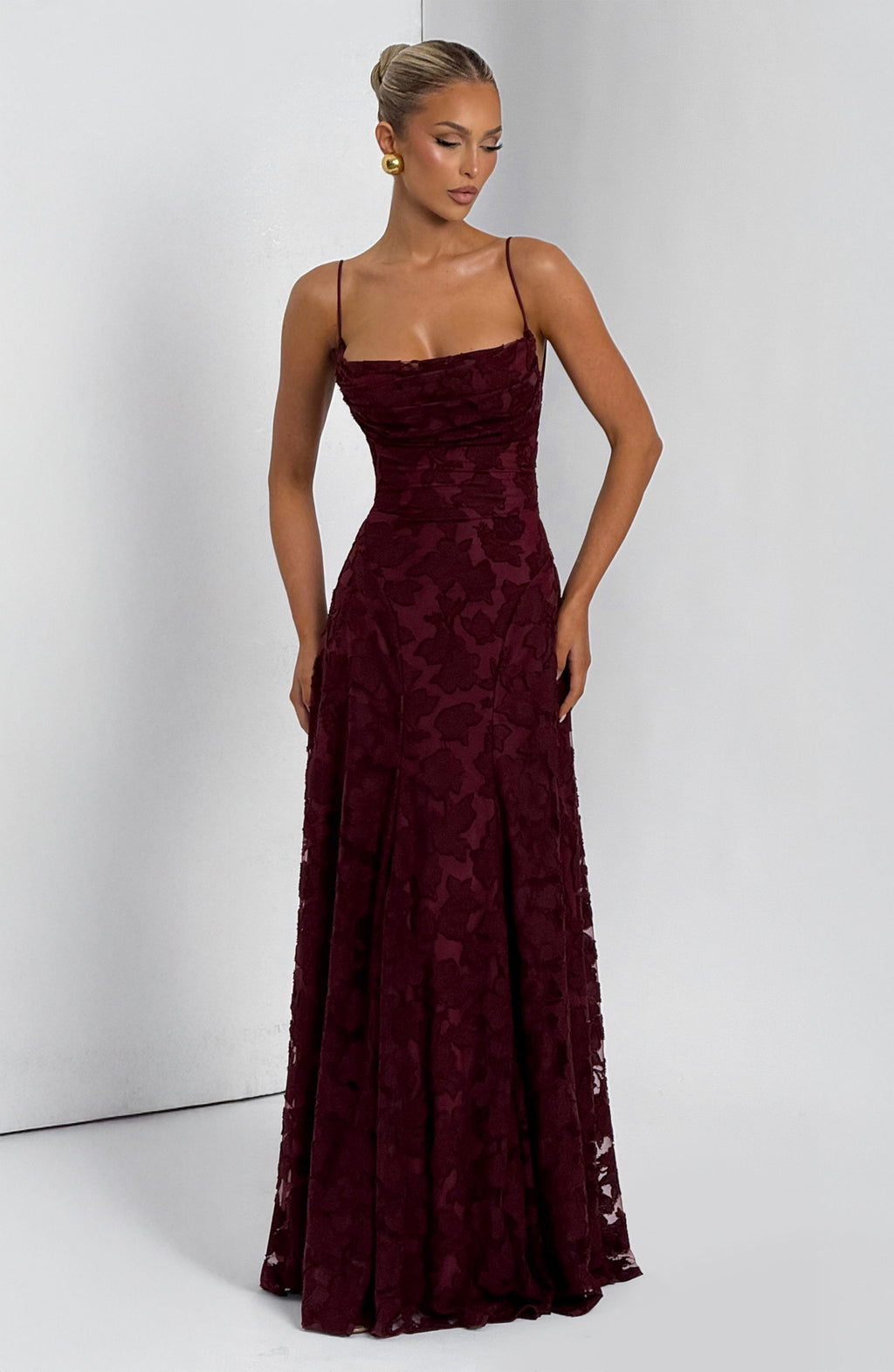 Red Satin Maxi Dress – High-Shine Evening Gown | Meave & Ivy