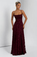 Red Satin Maxi Dress – High-Shine Evening Gown | Meave & Ivy