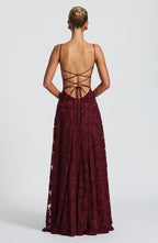 Red Satin Maxi Dress – High-Shine Evening Gown | Meave & Ivy