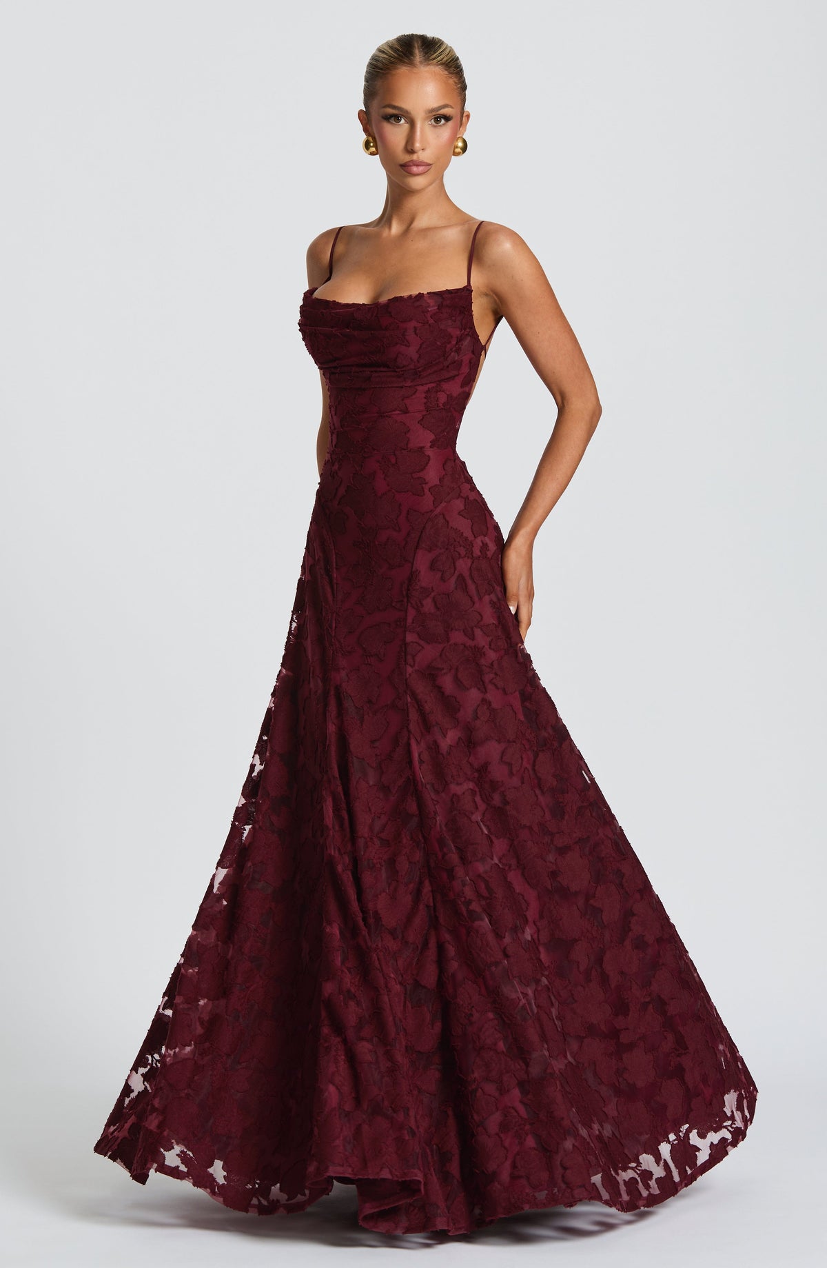 Red Satin Maxi Dress – High-Shine Evening Gown | Meave & Ivy