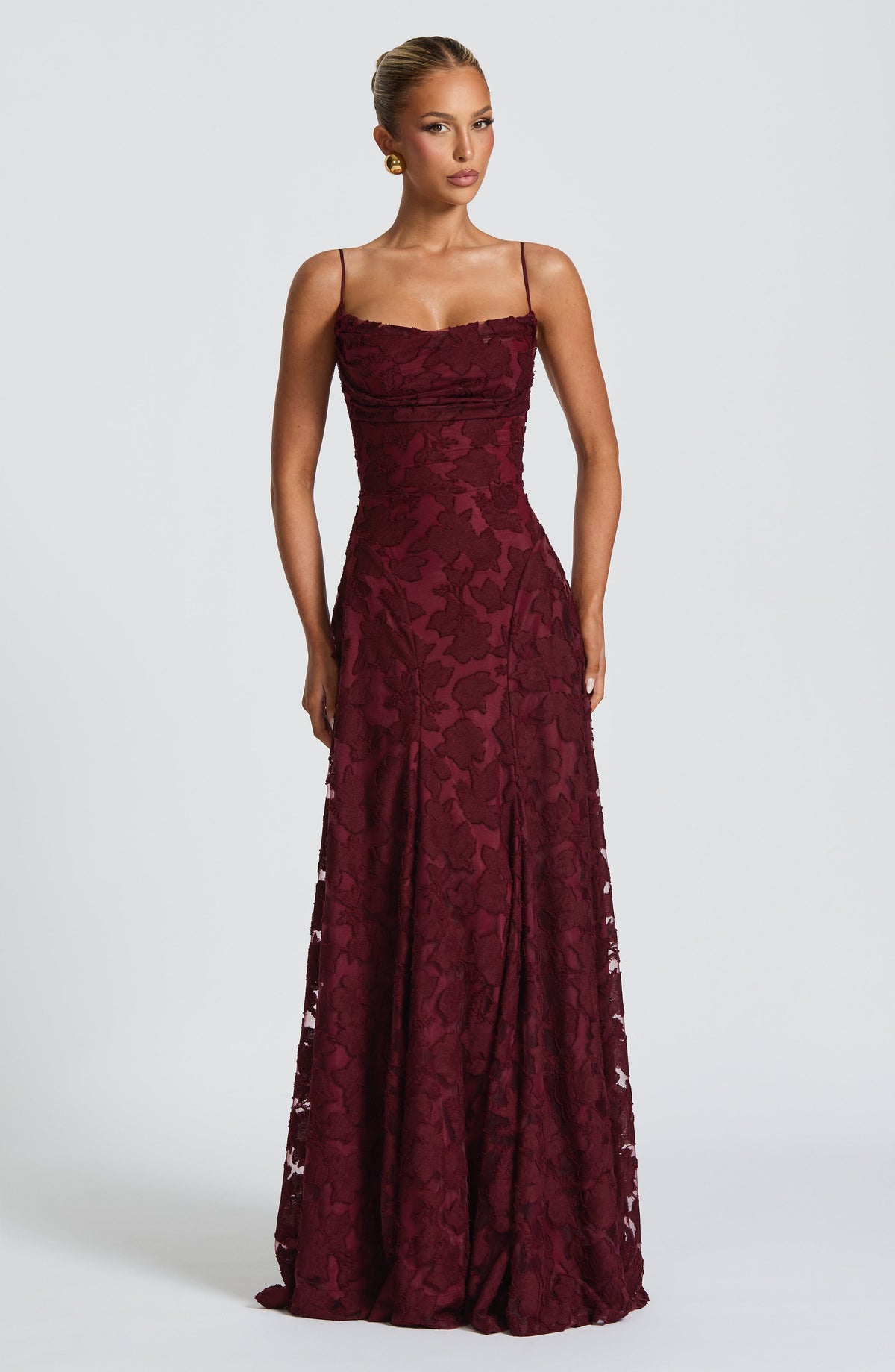 Red Satin Maxi Dress – High-Shine Evening Gown | Meave & Ivy