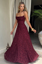 Red Satin Maxi Dress – High-Shine Evening Gown | Meave & Ivy
