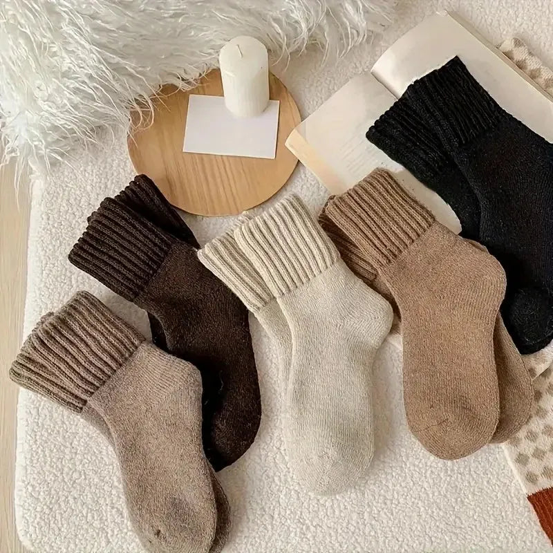 Thermal Fleece Lined Plush Socks – 5 Pair Mix Pack