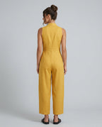 Linen-Blend Sleeveless Loose Jumpsuit