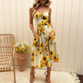 Yellow Floral Spaghetti Strap Dress – Women's Summer Beach & Holiday Dress | Meave & Ivy