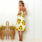 Yellow Floral Spaghetti Strap Dress – Women's Summer Beach & Holiday Dress | Meave & Ivy