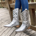 Pointed Toe Cowboy Boots in Metallic & Pastel Shades – Leather Look