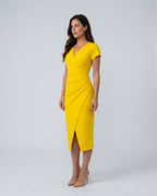 Draped Wrap Midi Dress