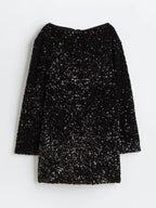 Sequin Mini Dress with Satin Back Bow – Glossy Party Dress
