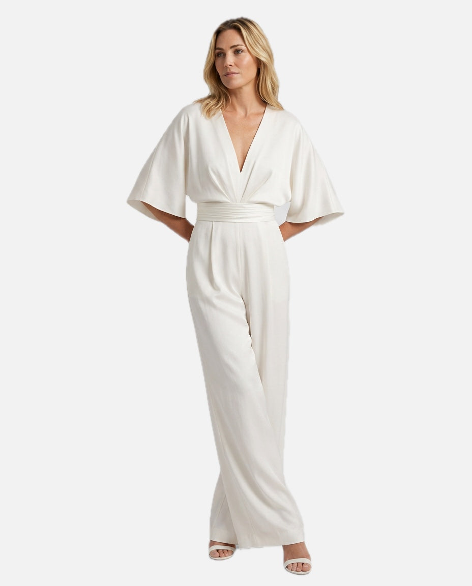 Wide-Leg Jumpsuit with V-Neckline – Women's Occasion Jumpsuit