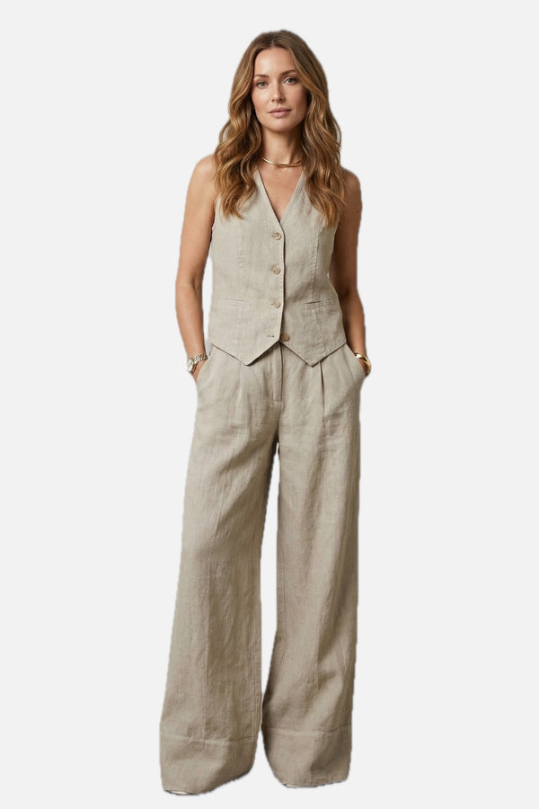 Sleeveless Tailored Vest & Wide-Leg Trouser Set – Women's Wedding Guest Co-ord Set