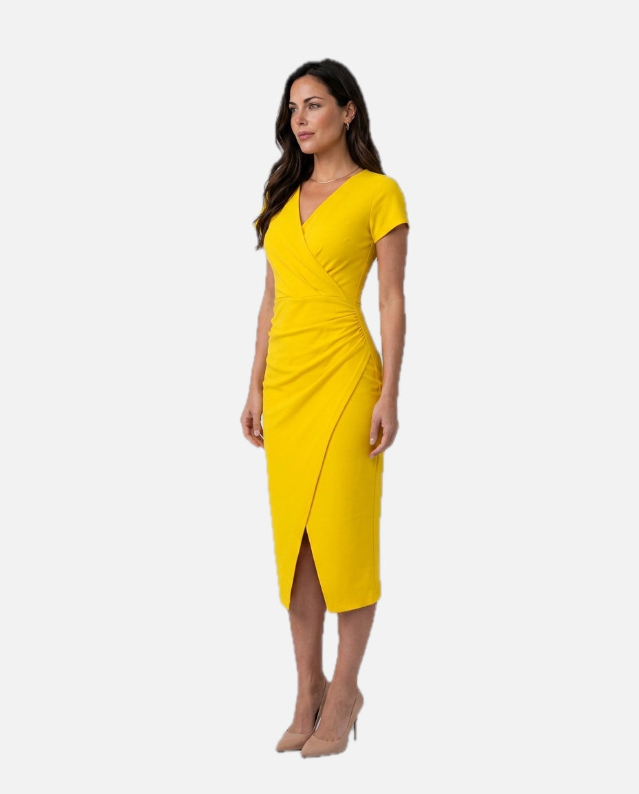 Draped Wrap Midi Dress – Women's Wedding Guest Midi Dress
