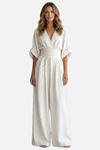 Draped Waist Wide-Leg Jumpsuit – Women's Wedding Guest Jumpsuit